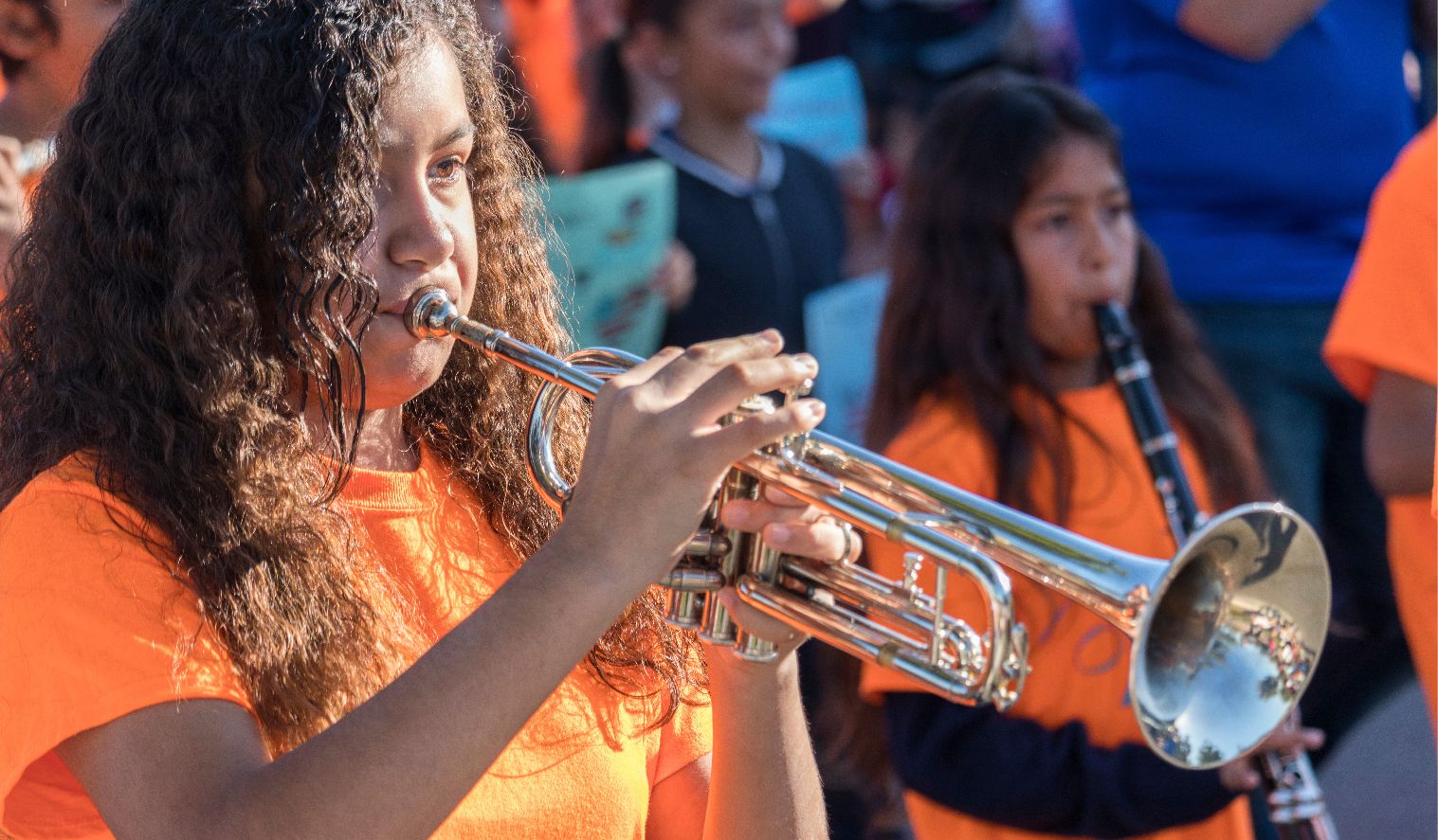 Image: A student playing a trumpet