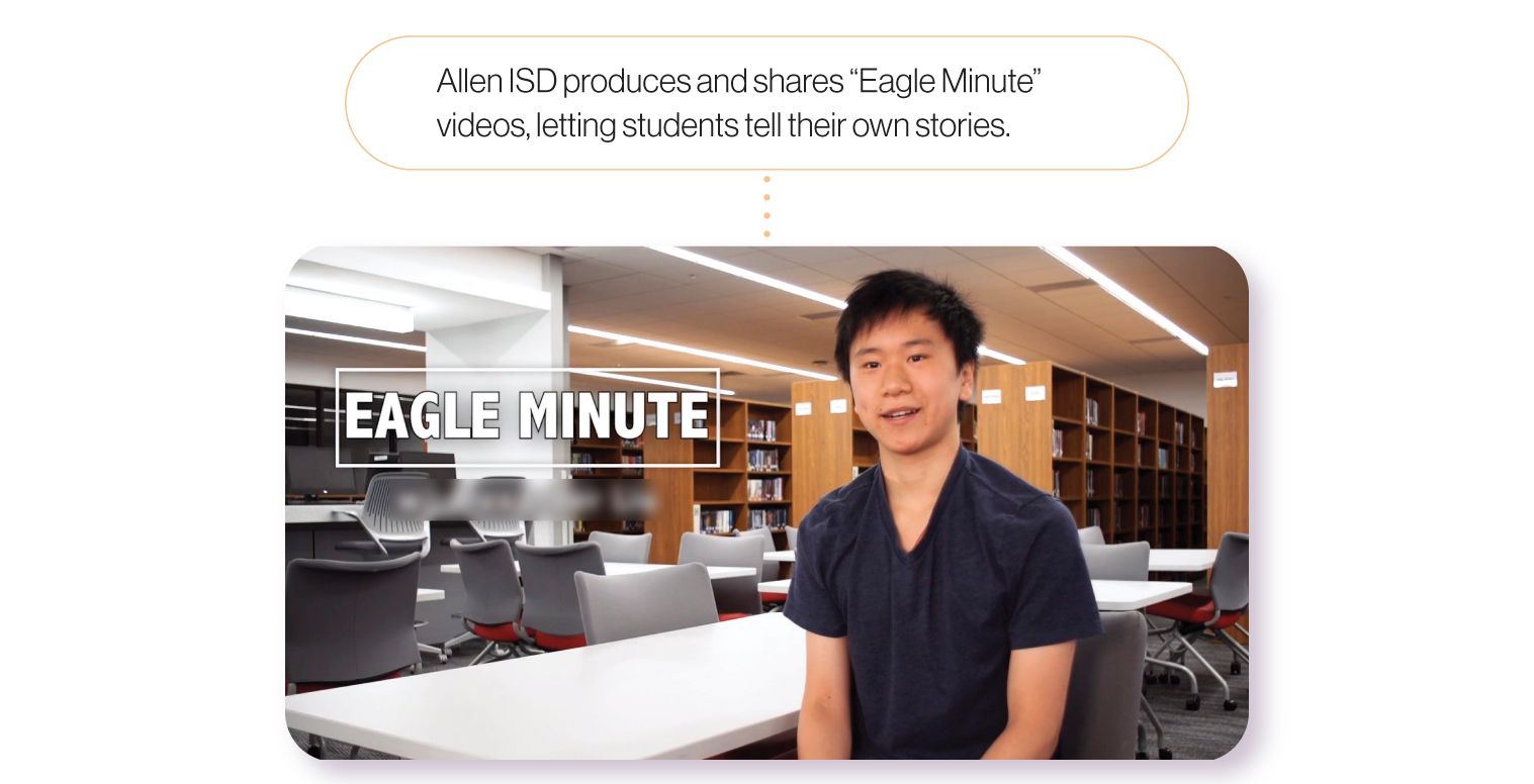 Image: A still from one of Allen ISD's Eagle Minute videos. Allen ISD produces and shares these Eagle Minute videos as a way for students to tell their own stories.