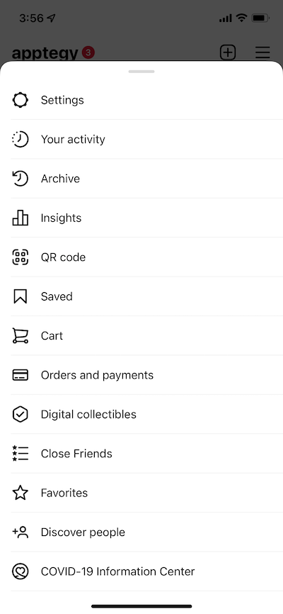 Image: A screenshot showing how to access account-level metrics on Instagram. For a Business account, the Insights button in the settings reveals data such as number of accounts reached across various time frames