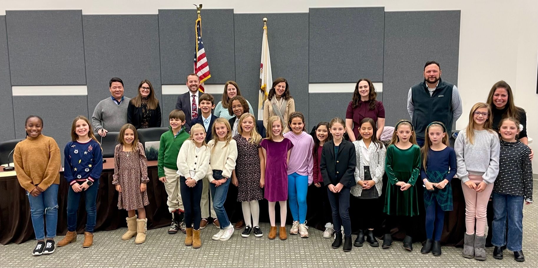 Photograph of Superintendent Montgomery with LFESD 67 school board 