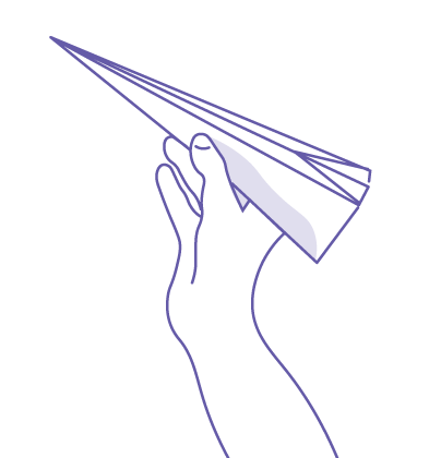 Illustration of a hand holding a paper airplane