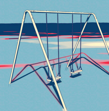 Illustration of a swing set with two swings
