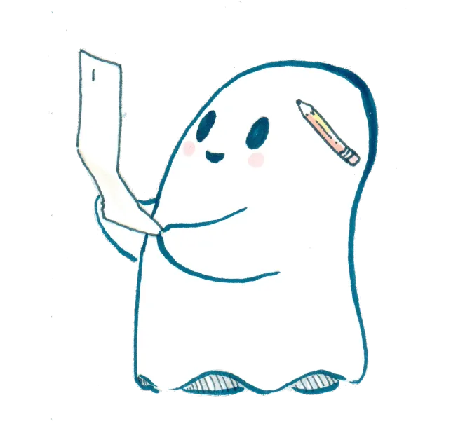 Happy ghost with a finished paper