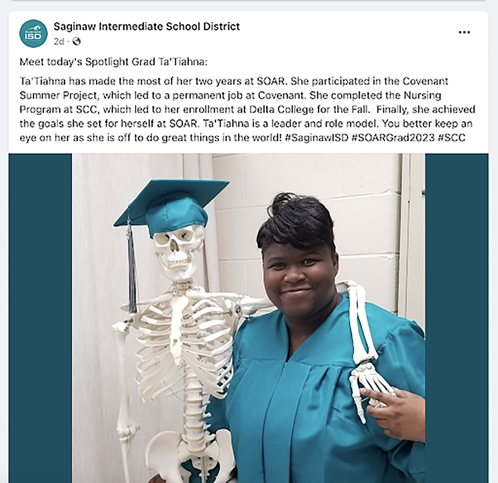 How many story elements can you spot in Saginaw ISD's post?